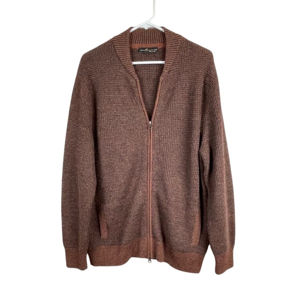 Peru Unlimited Corp. men's brown ribbed royal alpaca sweater.
